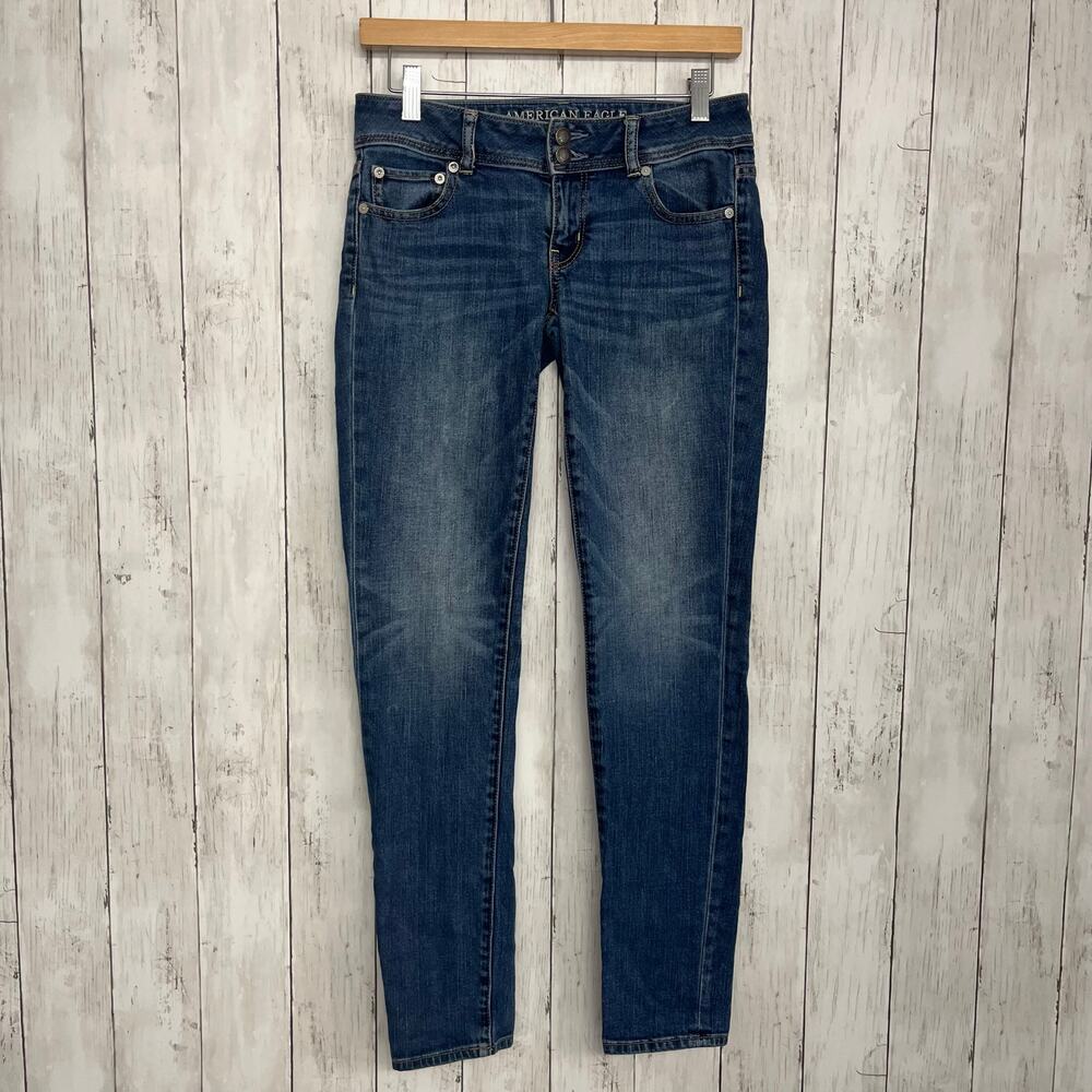 American Eagle Y2K Low Rise Skinny Jeans Size 0 Medium Wash Indie Sleaze Denim